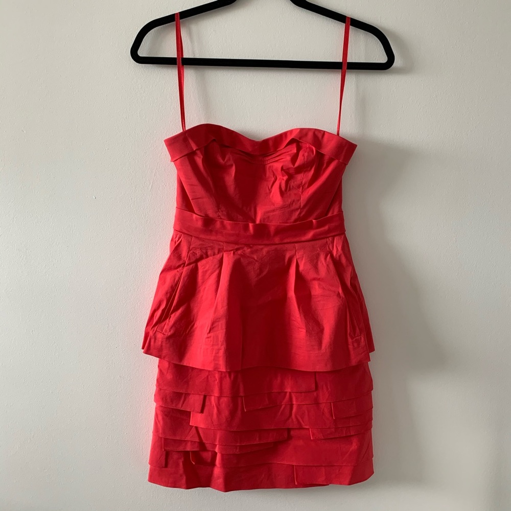 BCBG MAX AZRIA red berry strapless dress size 0